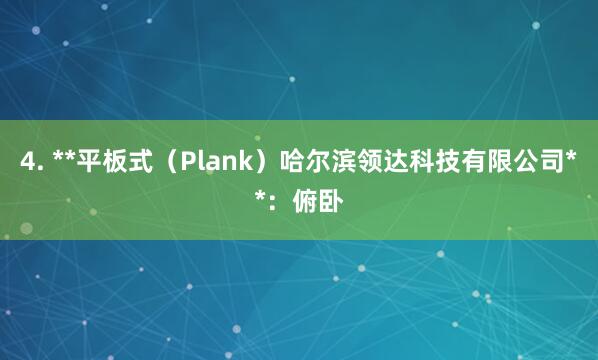 4. **平板式(Plank)哈尔滨领达科技有限公司**:俯卧